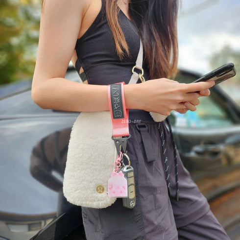 Pink Bunny Kaomoji Keystrap